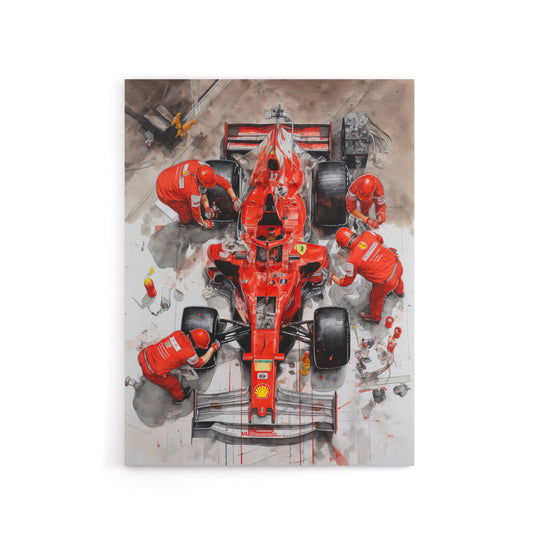 Grand Prix Race Car Wheel Change Canvas Wall Art Print