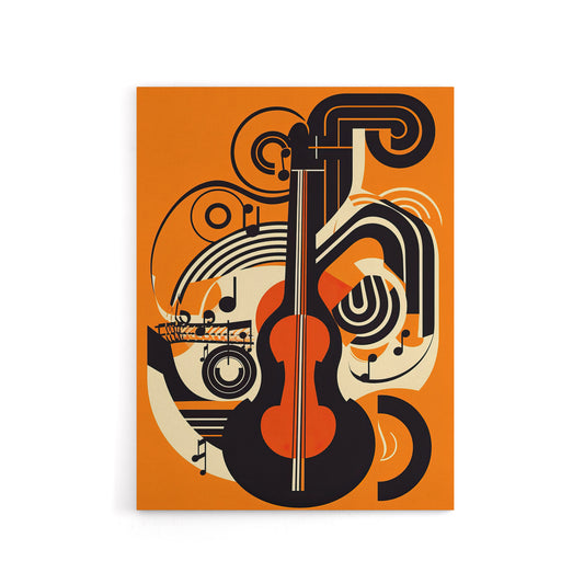 Abstract Guitar Graphic Music Canvas Wall Art Print