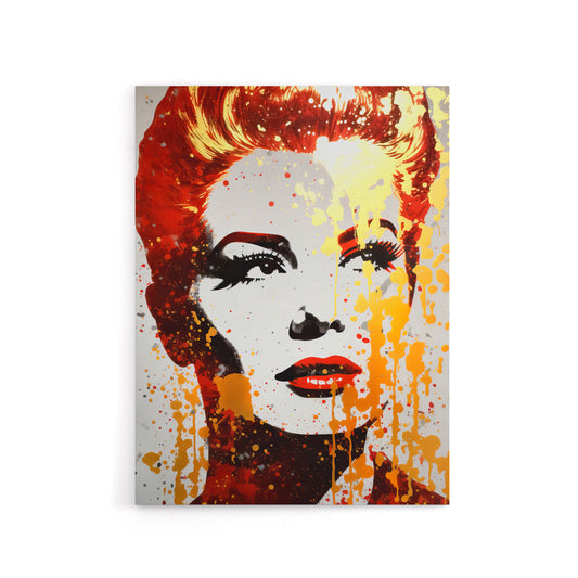 Woman With Red Lipstick Retro Glam Canvas Wall Art Print
