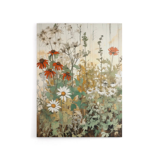 Daisy Wildflowers Vintage Watercolour Canvas Wall Art Print