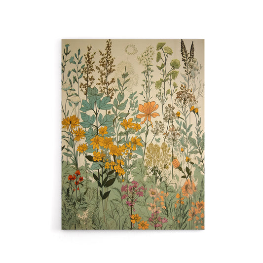 Wildflower Field Vintage Botanical Canvas Wall Art Print