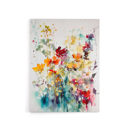 Wild Flowers Abstract Watercolour Canvas Wall Art Print