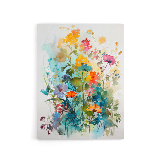 Colourful Spring Wild Flowers Canvas Wall Art Print