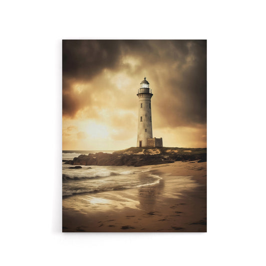 Lighthouse Beach Sunset Seascape Canvas Wall Art Print
