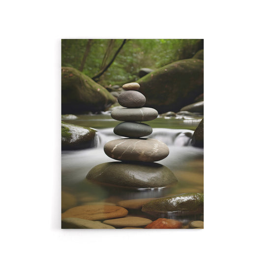 Zen Stones in Forest River Massage Salon Canvas Wall Art Print