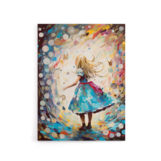 Alice Down Rabbit Hole and Wonderland Clocks Canvas Wall Art Print