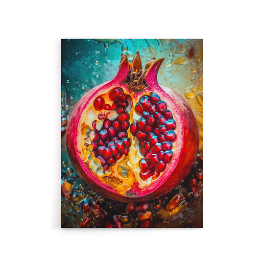 Sliced Pomegranate Fruit Kitchen Decor Canvas Wall Art Print