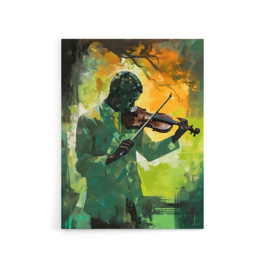 Jazz Violin Player Street Musician Canvas Wall Art Print