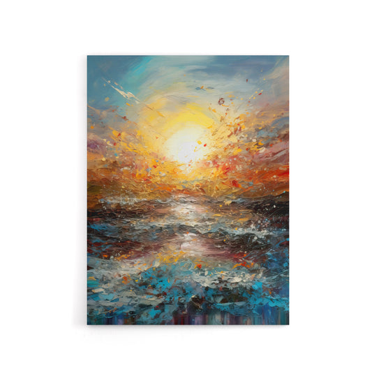 Sunrise At Sea Abstract Seascape Canvas Wall Art Print