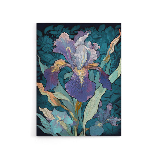 A Single Iris Flower Black And White Canvas Wall Art Print