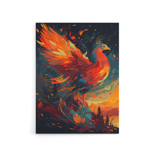 Phoenix Bird Spreading Wings Canvas Wall Art Print
