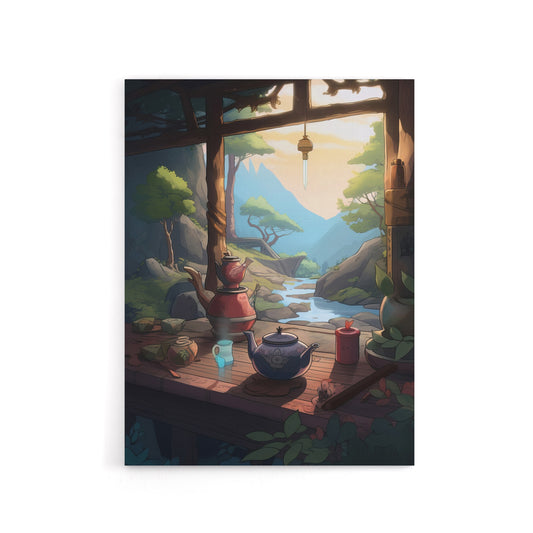 Tranquil Japanese Tea Ceremony In Nature Canvas Wall Art Print