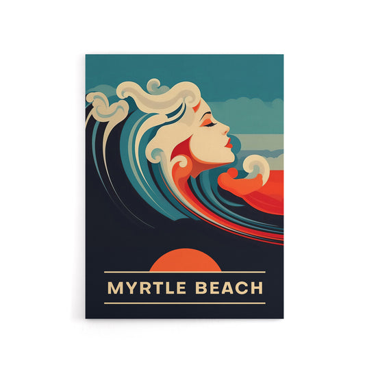 Seaside Calls Myrtle Beach USA Travel Ad Canvas Wall Art Print