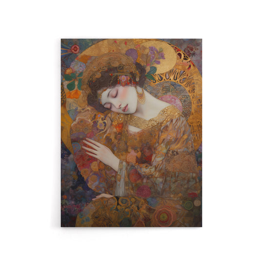 Asleep Klimt Inspired Woman Portrait Canvas Wall Art Print