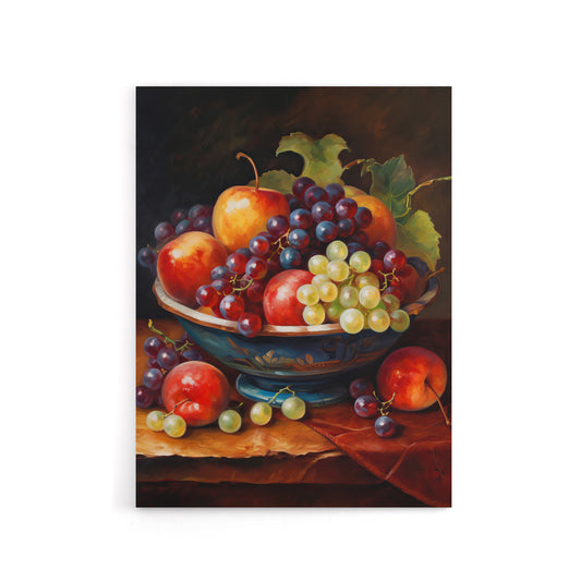 Classical Still Life Fruit Bowl Kitchen Decor Canvas Wall Art Print