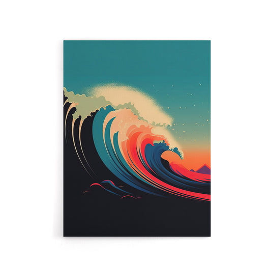 Rainbow Colour Surf Wave Ocean Bauhaus Canvas Wall Art Print