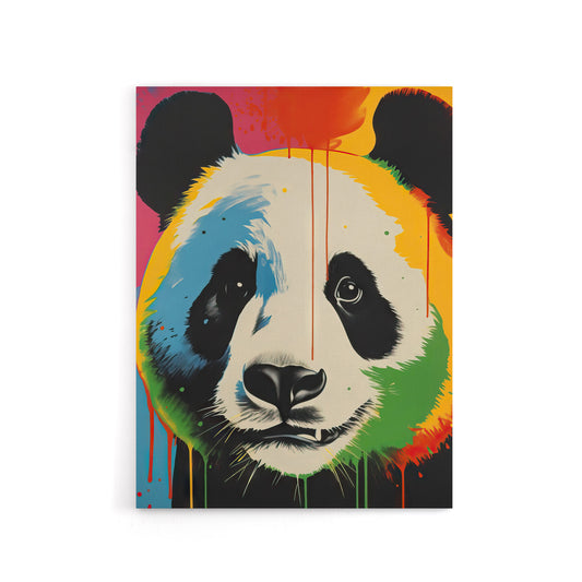 Panda Bear Colourful Kids Bedroom Canvas Wall Art Print