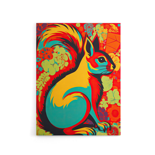 Vibrant Squirrel Colourful Abstract Canvas Wall Art Print
