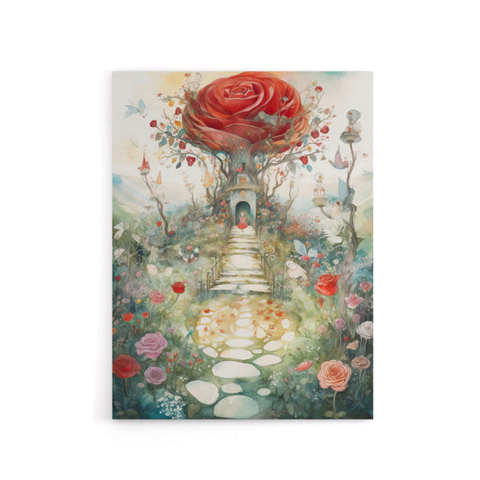 Alice in Rose Garden at Wonderland Canvas Wall Art Print