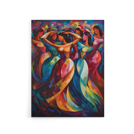 Latino Merengue Dancers Colourful Canvas Wall Art Print