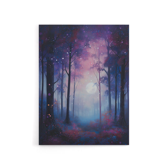 Full Moon In Enchanted Forest Canvas Wall Art Print
