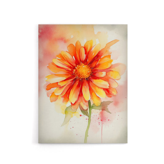Gerbera Daisy Flower Watercolour Canvas Wall Art Print