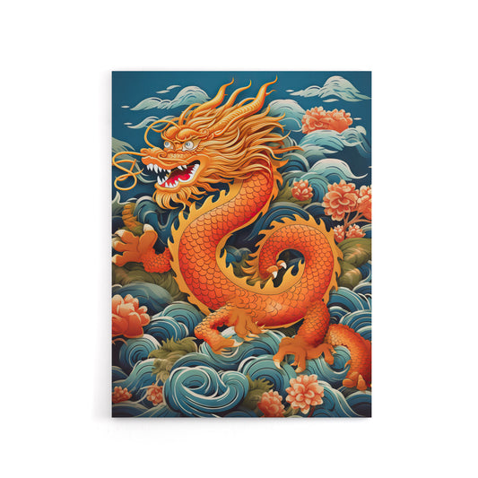 Traditional Chinese Dragon Fantasy Canvas Wall Art Print