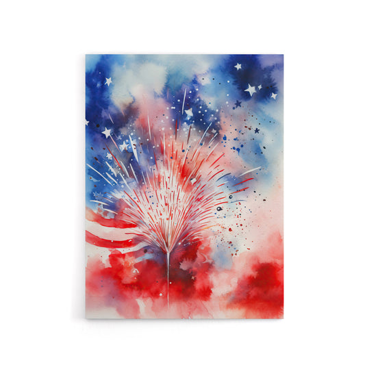 Stars And Stripes USA Fireworks Canvas Wall Art Print