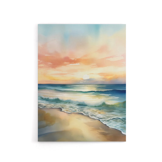 Serene Seashore Sunset Seascape Canvas Wall Art Print
