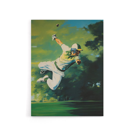 Cricket Match Outfield Diving Catch Canvas Wall Art Print