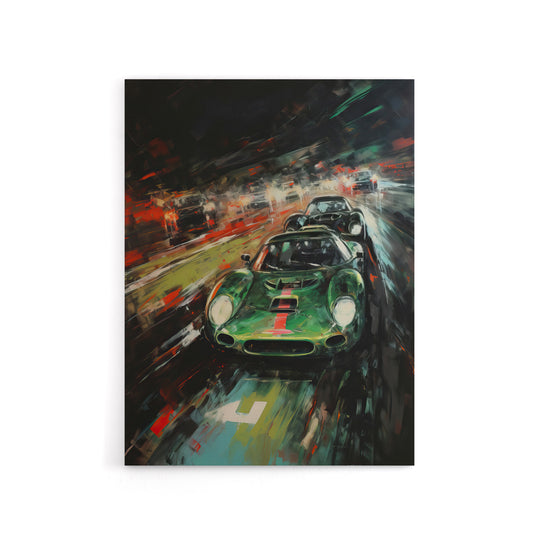 Classic Sports Car Night Race Racing Canvas Wall Art Print