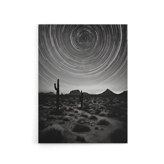Desert Landscape Star Trail Time Lapse Sky Canvas Wall Art Print