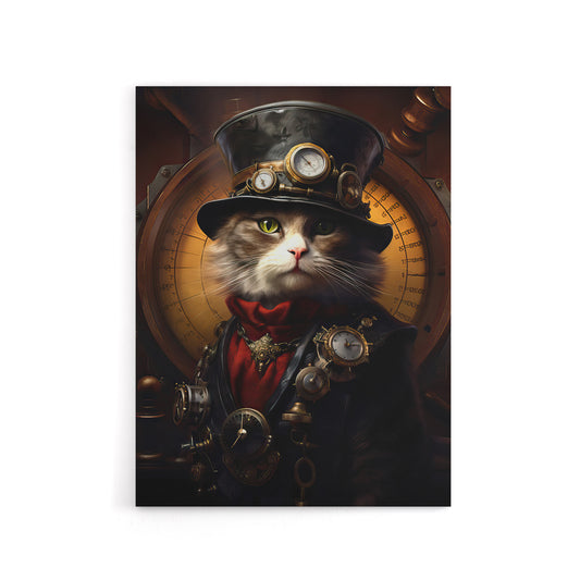 Steampunk Seacat Captain Concept Canvas Wall Art Print