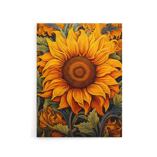 Sunflower Floral Art Nouveau Canvas Wall Art Print