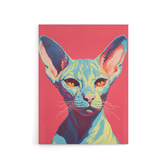 Sphynx Cat Pop Art Pet Portrait Canvas Wall Art Print