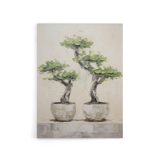 Japanese Bonsai Trees In Pots Canvas Wall Art Print