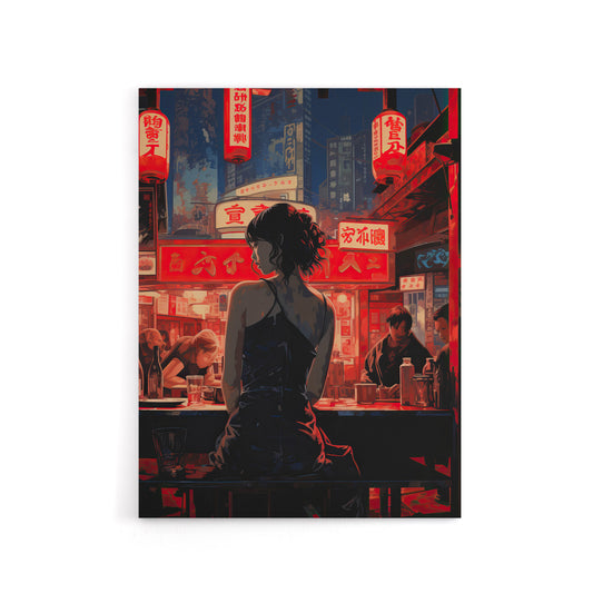Cyberpunk Jazz Bar Neo Noir Anime Canvas Wall Art Print
