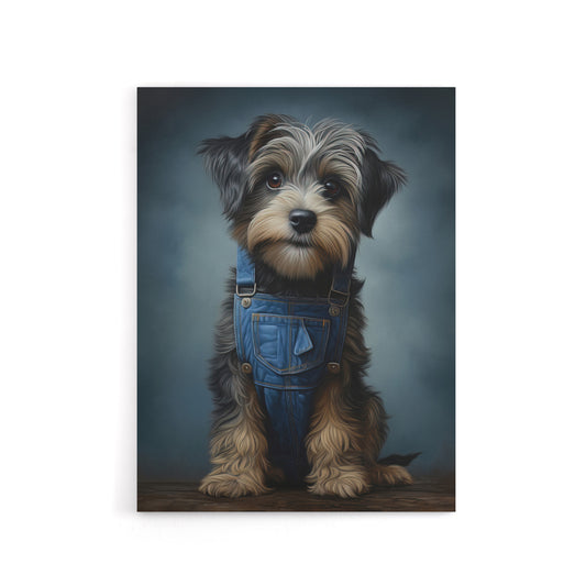Adorable Snorkie Dog In Dungarees Canvas Wall Art Print