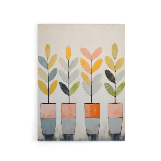 Plant Pots Simple Pastel Boho Canvas Wall Art Print