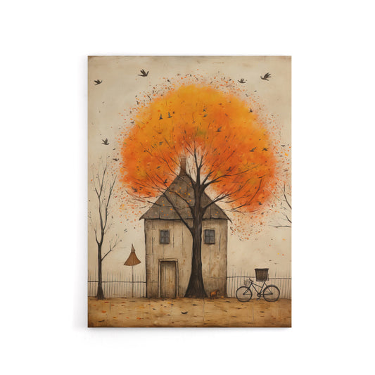 Country House Rural Life in Autumn Canvas Wall Art Print