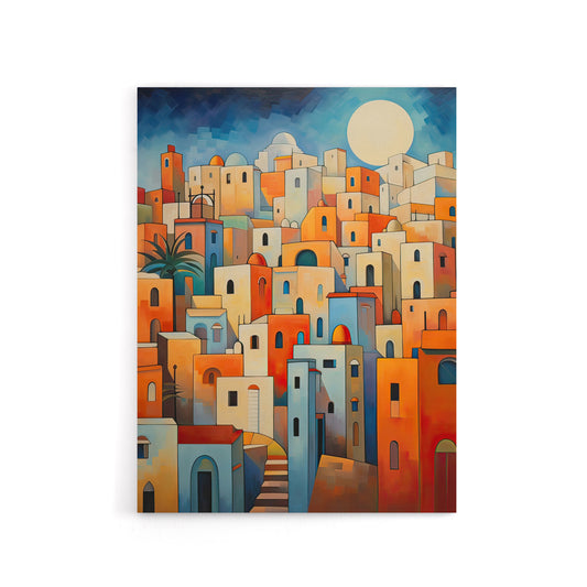 Abstract Morocco Cityscape Canvas Wall Art Print