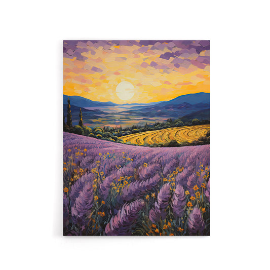 Lavender Fields At Sunrise Canvas Wall Art Print