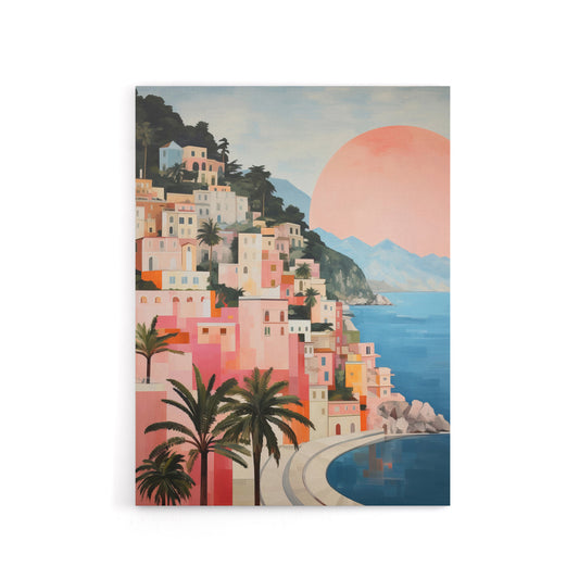 Amalfi Sunrise Italy Coastal Cityscape Canvas Wall Art Print