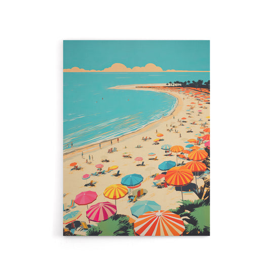 Sea Cove Busy Beach Coastal Landscape Canvas Wall Art Print