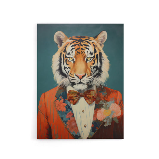 Tiger In A Tuxedo Animal Portrait Canvas Wall Art Print