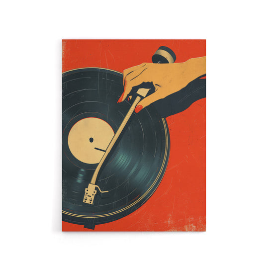 Vintage Retro Vinyl Record Player Canvas Wall Art Print