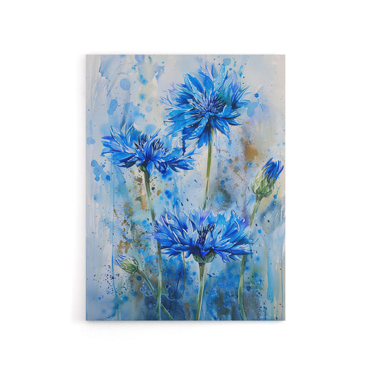 Cornflowers Flower Watercolour Canvas Wall Art Print