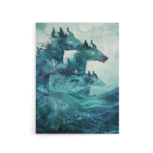 Scottish Folklore Sea Kelpies Canvas Wall Art Print