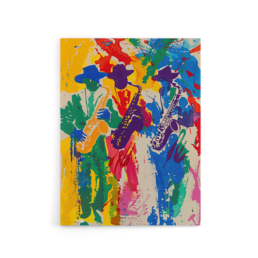 Saxophone Players Jazz Music Fest Canvas Wall Art Print