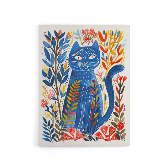 Russian Blue Cat Lover Folk Art Canvas Wall Art Print